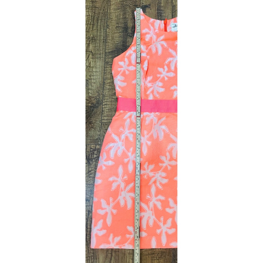 Milly New York Coral Orange Floral Jacquard Sheath Mini Dress Size 4 Made in USA - Picture 8 of 8